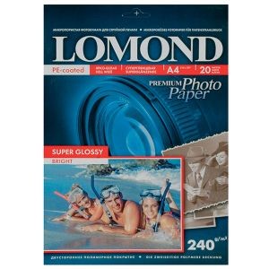 Фотобумага A4, суперглянцевая, 240 г  /  м2, 20 листов, Lomond