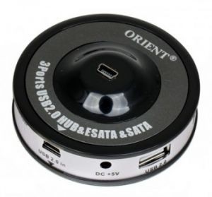 Концентратор USB2.0 Orient UH148 3 port  /  LAN