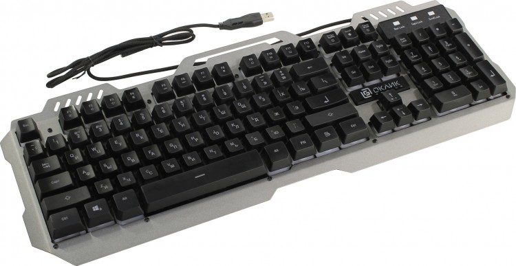 Клавиатура USB Oklick 790G Black  /  White 104КЛ, подсветка