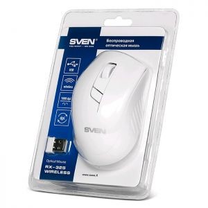 Мышь беспроводная USB SVEN RX-325 White 4btn+Roll  /  600dpi-1000dpi