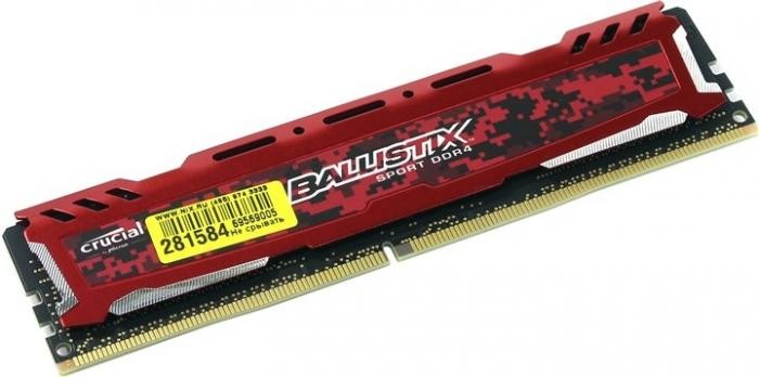 Память DDR4 8Gb <PC4-19200> Crucial Ballistix Sport LT Red CL16