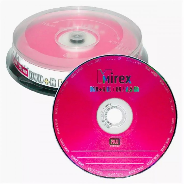 Диск DVD+R Mirex 8.5 Gb, 8x, Slim Case Dual Layer (10шт)