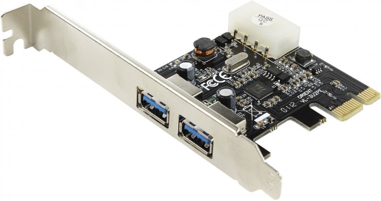 Контроллер PCI-E - USB 3.0 Orient VL-3U2PE, доп. разъем питания, VIA VL806