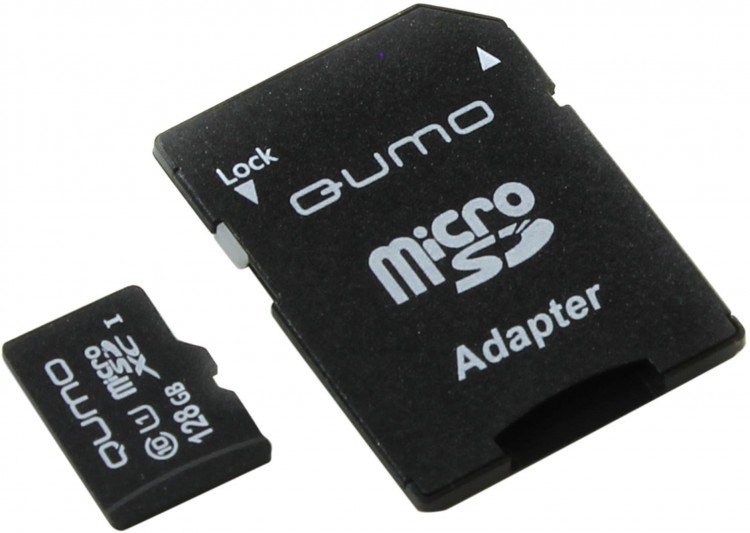 Флешка microSDHC 128Gb Qumo <QM128GMICSDXC10U1> 128Gb Class10 UHS-I U1 с адаптером