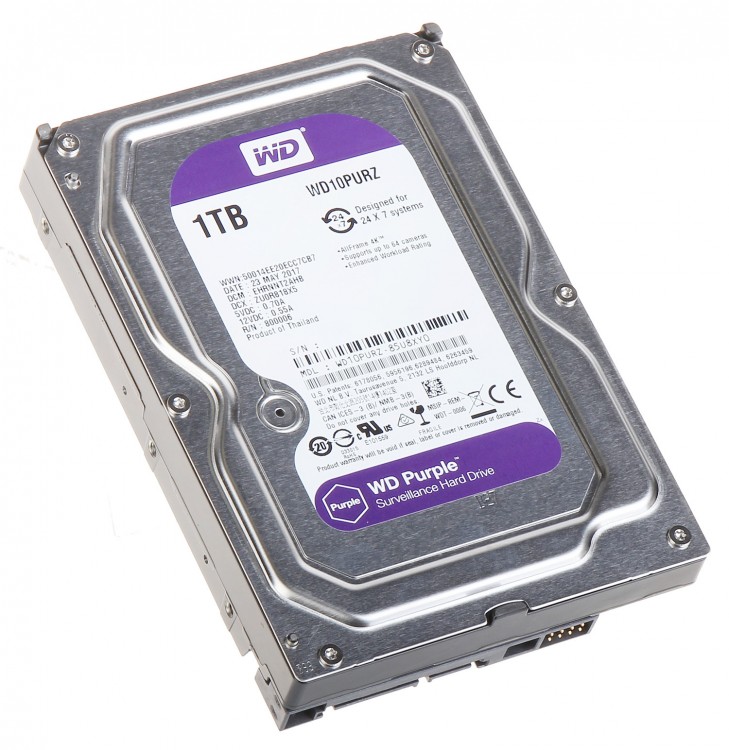 HDD 3.5" 1 Tb Western Digital Purple <WD10PURZ> Video Purple 64Mb SATA-III