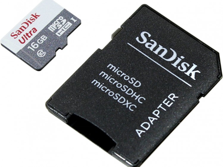Флешка microSDHC 16Gb SanDisk Ultra <SDSQUNB-016G-GN3MA> Class10 UHS-I с адаптером