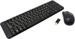 Комплект беспроводной Logitech MK220 Black (Кл-ра,FM,USB+Мышь,3кн,FM,USB,Roll)