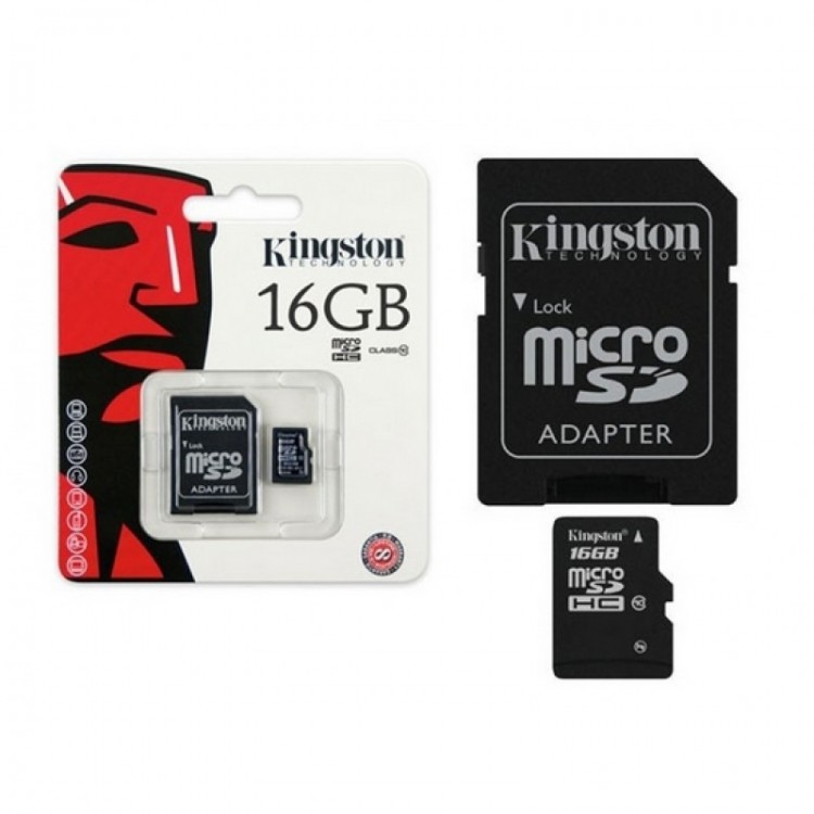 Флешка microSDHC 16Gb Kingston <SDC10G2  /  16GB> Class10 с адаптером