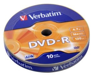 Диск DVD-R Verbatim 4.7Gb 16x bulk (10шт) 43729