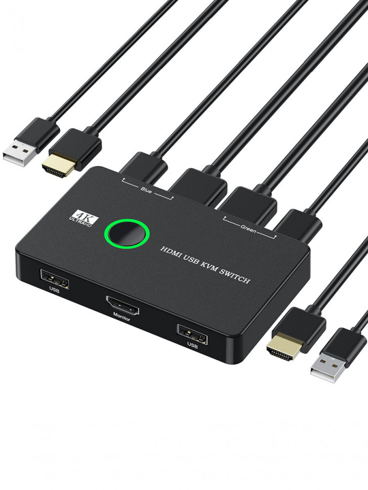 Переключатель KVM для 2 ПК (2xUSB+2xHDMI)