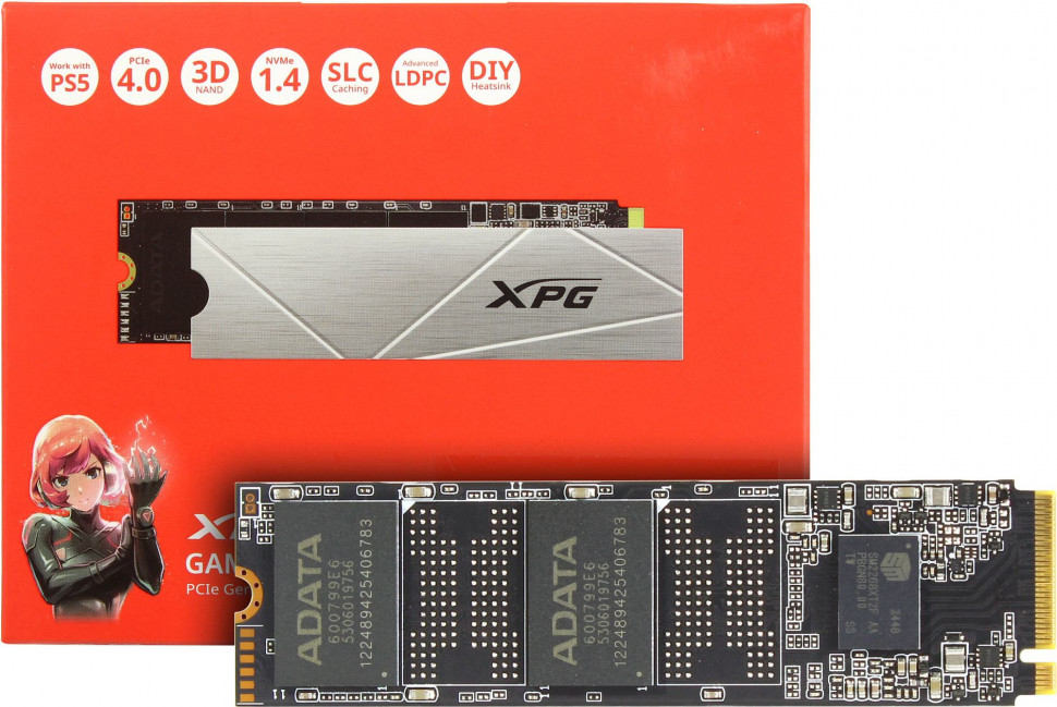 SSD NVMe 1 Tb  ADATA XPG S60 AGAMMIXS60-1T-CS (250TBW / 5000:3200Мбайт / с)