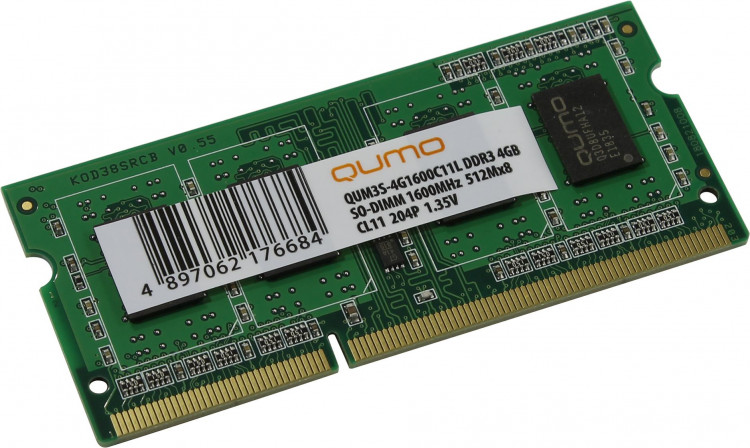 Память DDR3L SO-DIMM 4Gb PC3-12800  /  CL11 QUM3S-4G1600C11L