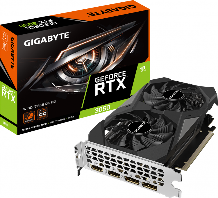 Видеокарта NVIDIA RTX 3050 6Gb Gigabyte WINDFORCE OC (GV-N3050WF2OC-6GD)