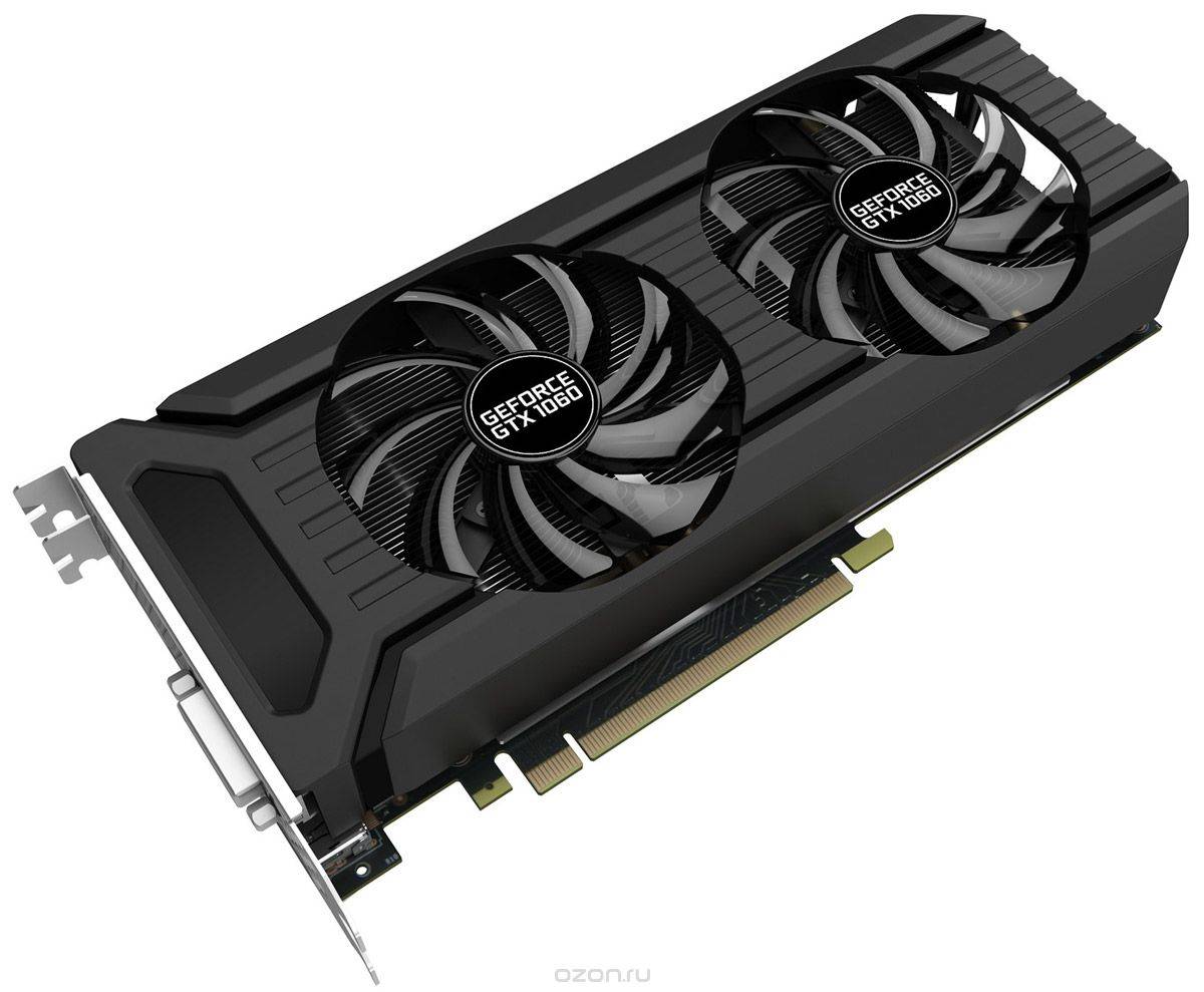 Видеокарта NVIDIA GeForce GTX 1060 6Gb Palit Dual GDDR5 192b DVI+HDMI+3xDP  (OEM)