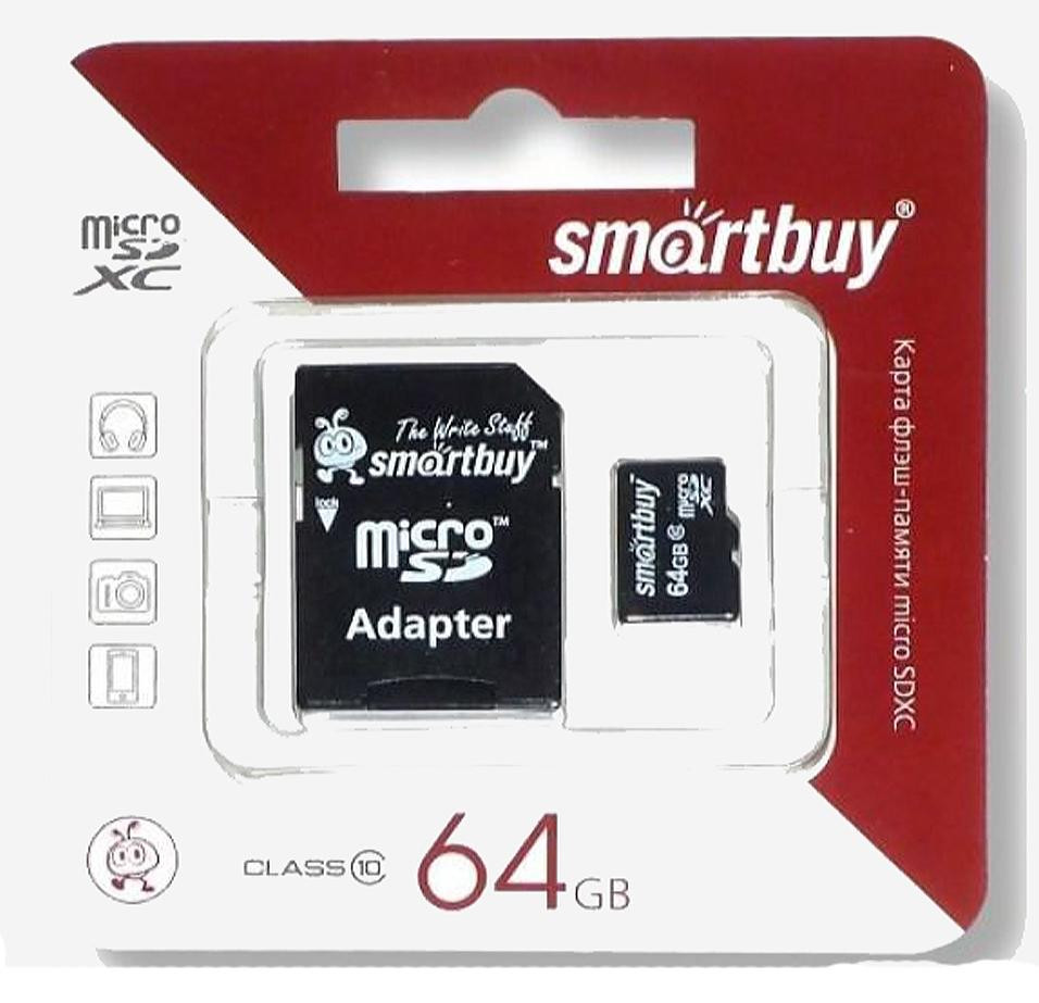 Карта памяти microSDHC 64Gb Smarbuy SB64GBSDCL10-01