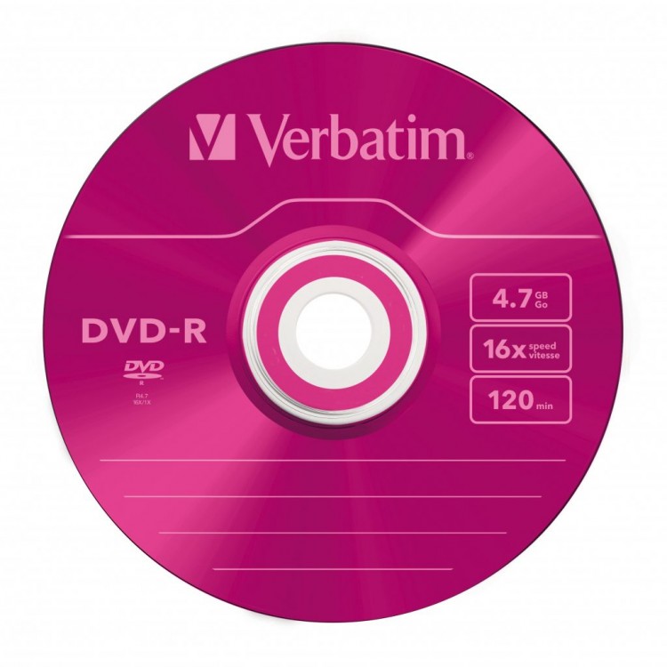 Диск DVD-R Verbatim 4.7Gb 16x Slim Color (1шт)