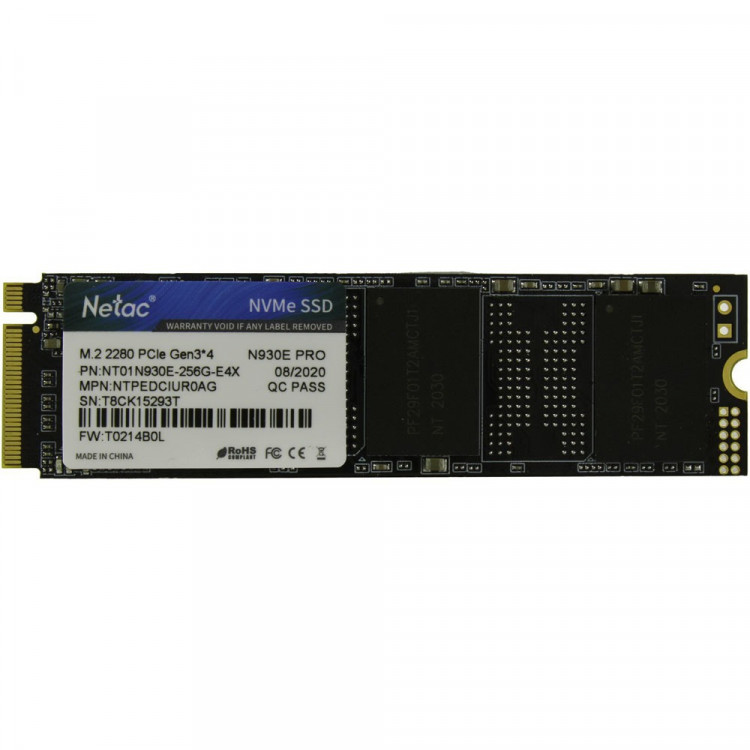 SSD NVMe 256 Gb Netac NT01NV2000-256-E4X (60 TBW  /  2500:1000 Мбайт  /  с)