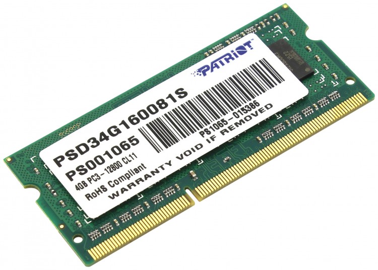 Память DDR3 4Gb 12800  /  CL11 Patriot PSD34G160081