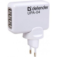 Сетевой адаптер USB Defender UPA-04 <83521> (Вх. AC170-220V, Вых. DC5.0V, 2100mA, 4xUSB)