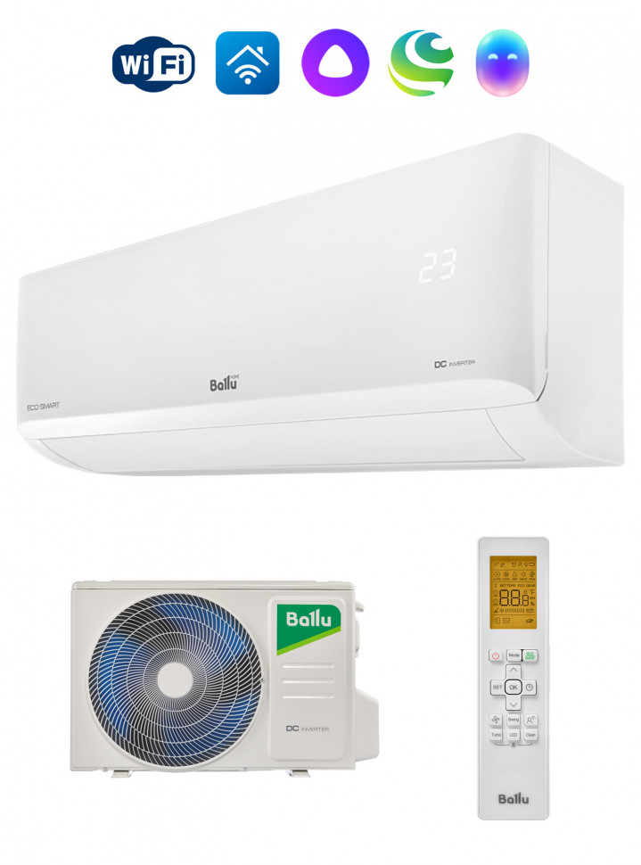 Сплит-система 10 Ballu Eco Smart DC BSYI-10HN8 (120V) (инвертор/28м2/21-54дБ/Wi-Fi(опция)/A/3года)