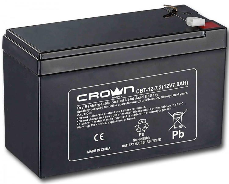Аккумулятор ИБП Crown CBT-12-7.2 (12В  /  7.2Ah  /  UPS)