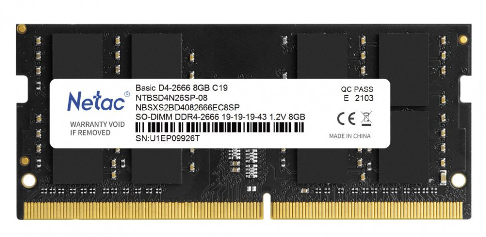 Память SO-DIMM DDR4 8Gb 3200 / CL16 Netac NTBSD4N32SP-08