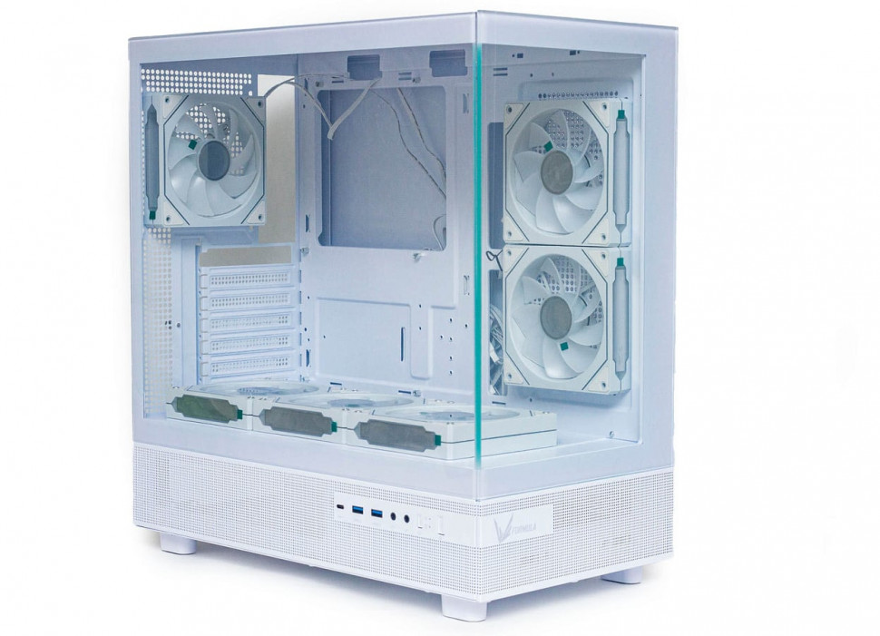 Корпус (без БП) ATX Formula Crystal Z8G Floe (185мм / 395мм / 6х120-ARGB) (белый)
