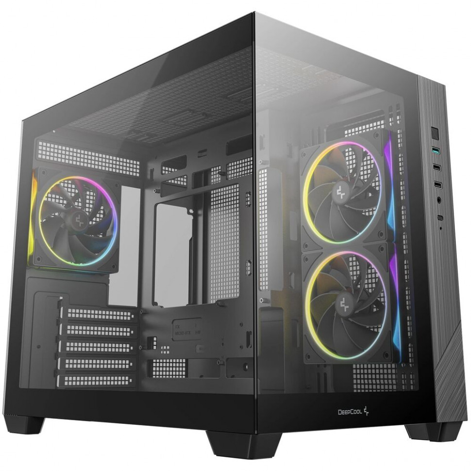 Корпус (без БП) Micro-ATX DEEPCOOL CG330 3F (164мм / 410мм / 3xFAN) (черный)