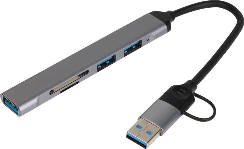 Концентратор VCOM DH297 Type-C (2хUSB 2.0 / 1xUSB 3.0 / microSD / 10см)