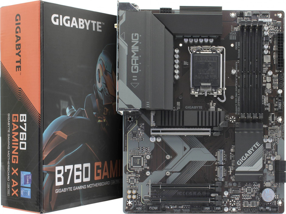 Материнская плата (1700) GIGABYTE B760 GAMING X AX ATX / 4xDDR4 / 2xNVMe / 1xTYPE-C / Wi-Fi / BT / DP+HDMI