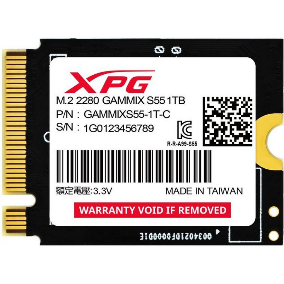 SSD 2230 NVMe 512Gb ADATA XPG GAMMIX S55 SGAMMIXS55-512G-C (230 TBW / 5000:3000 Мбайт / с)