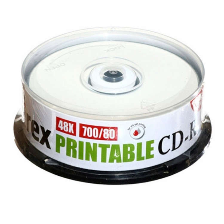 Диск CD-R Mirex 700Mb 48x Cake Box (25шт) Printable UL120038A8M