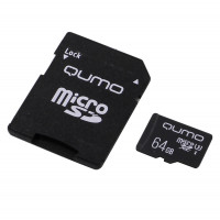 Карта памяти microSDHC 64Gb QUMO QM64GMICSDXC10U3BL