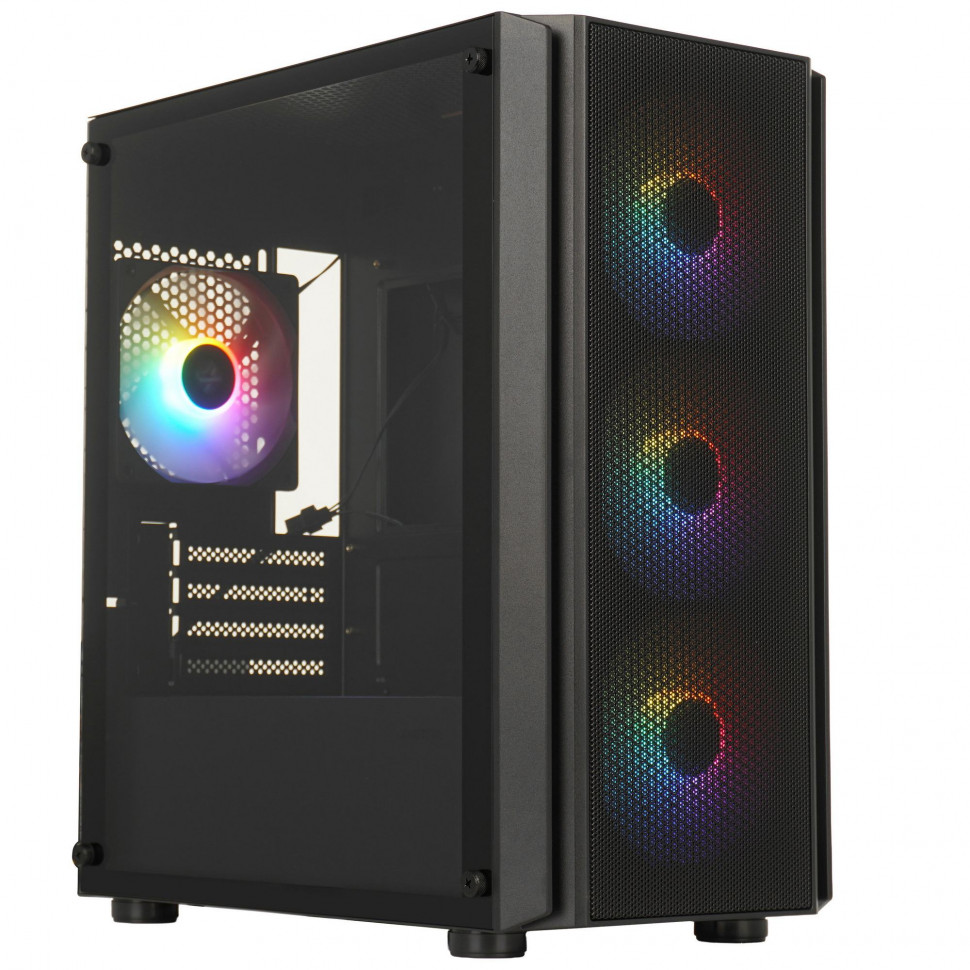 Корпус (без блока питания) Micro-ATX XASTRA A402M-4FC12F-BK (4xFRGB)