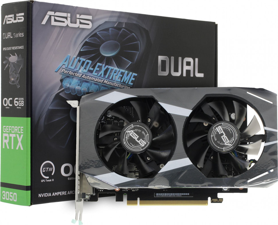 Видеокарта NVIDIA RTX 3050 6Gb ASUS Dual OC Edition 90YV0K60-M0NA00