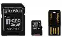 Флешка microSDHC 64Gb Kingston Class10 с адаптером SD+ USB