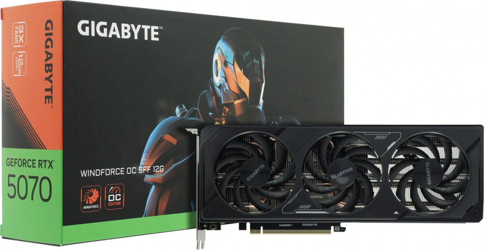 Видеокарта NVIDIA RTX 5070 12Gb Gigabyte WINDFORCE SFF (GV-N5070WF3OC-12GD)