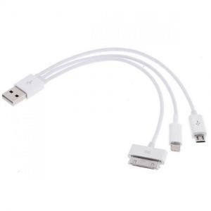 Кабель miniUSB  /  microUSB  /  Apple 30pin -&gt; USB 0.5м 3in1 NoName