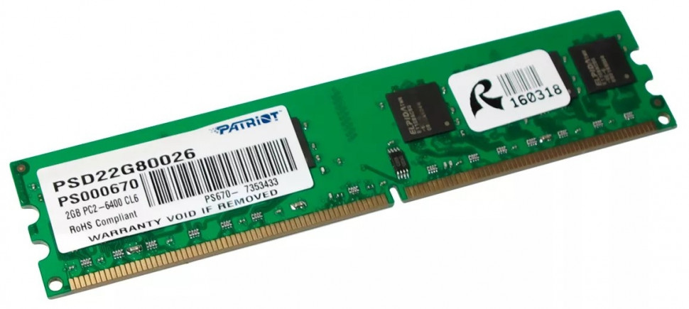 Память DDR2 2Gb 6400 / CL6 Patriot PSD22G80026