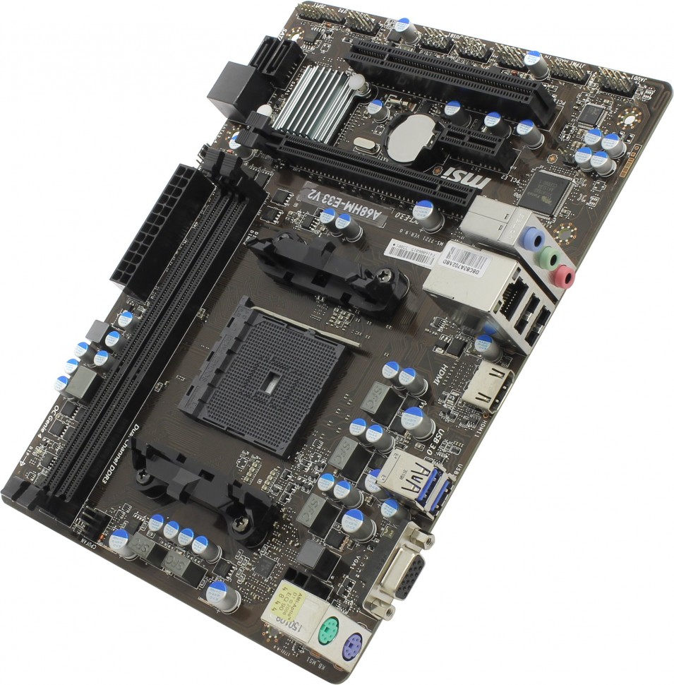 Материнская плата MSI A68HM-E33 V2 (RTL) SocketFM2+ <AMD A68H> PCI-E Dsub+HDMI GbLAN SATA MicroATX 2DDR3
