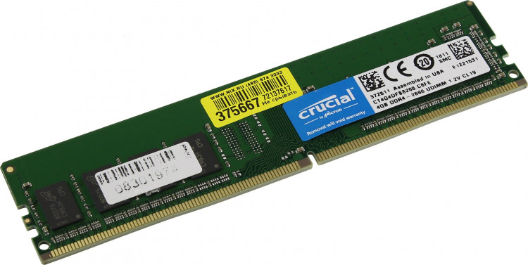 Память DDR4 4Gb PC4-21300  /  CL19 Crucial CT4G4DFS8266