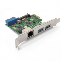 Контроллер PCI-E 2xUSB3.0 e+USB3.0+LAN ExeGate EXE-362 (EX290278RUS)