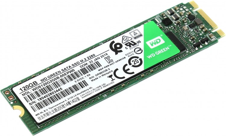 SSD 120 Gb M.2 2280 WD Green WDS120G2G0B 3D TLC