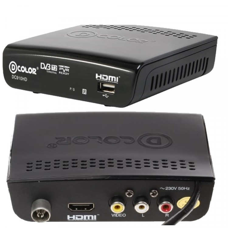 Цифровая приставка DVB-T2 D-COLOR <DC910HD> (RCA  /  HDMI  /  USB)