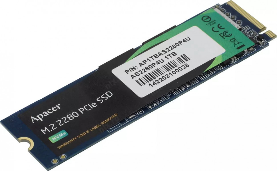 SSD NVMe 2 Tb Apacer AP2TBAS2280P4U-1 (1300TBW / 3500:3000Мбайт / с)