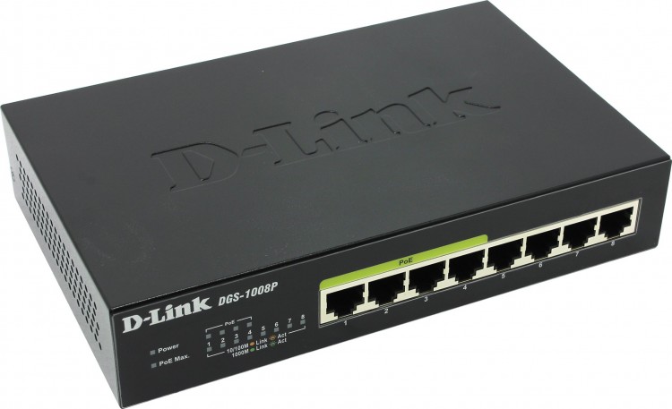 Концентратор D-Link DGS-1008A  /  E1A 10  /  100  /  1000Mbps
