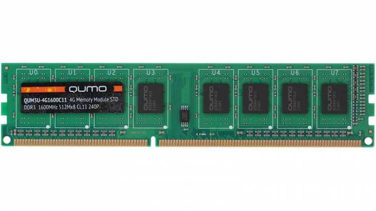 Память DDR3 2Gb 12800  /  CL11 Qumo QUM3U-2G1600T11L