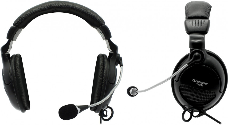 Полноразмерные наушники с микрофоном Defender HN-898 (20Гц–20кГц / 3.0м / 2x-jack3.5)+регулировка