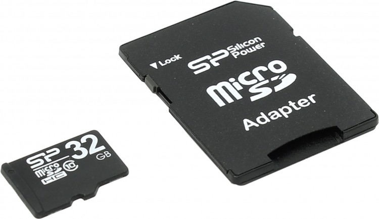Флешка microSDHC 32Gb Silicon Power <SP032GBSTH010V10SP> Class10 с адаптером