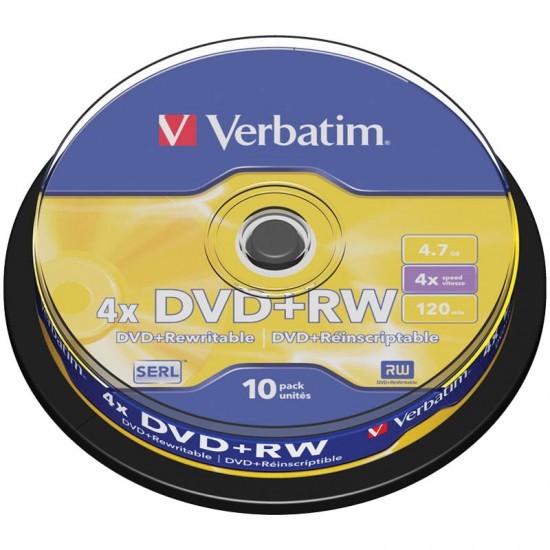 Диск DVD+RW Verbatim 4.7Gb 16x Cake Box (10шт) 43488